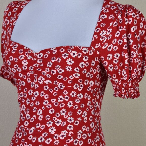 Reformation Lacey Jenna Red Floral Midi Dress - 4 - Picture 4 of 13